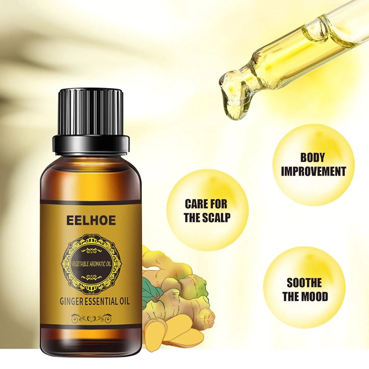 Aceite esencial de jengibre diseñado para el bienestar y el cuidado corporal. Su fórmula de jengibre ofrece una sensación de calor reconfortante y es ideal para masajes, aromaterapia y rutinas de relajación-LITTLE SUN